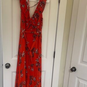 Lulu's Vibrant Red Floral Maxi Dress